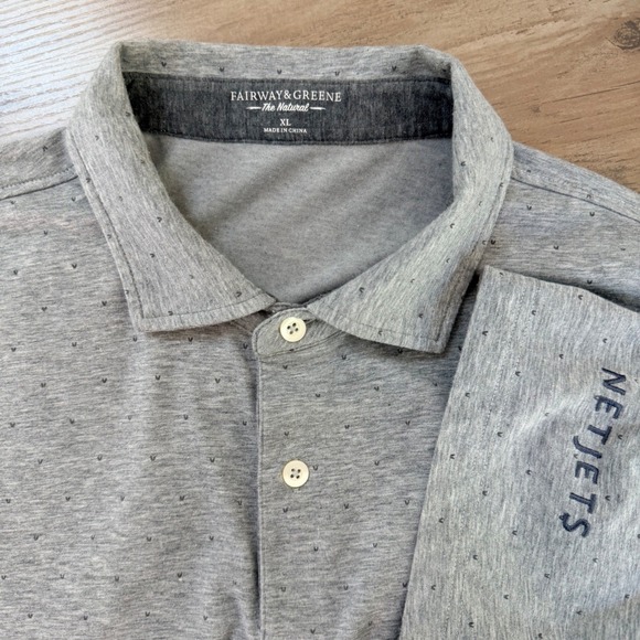 Fairway & Greene Mens XL The Natural Gray NetJets Embroidered Polo Shirt Golf